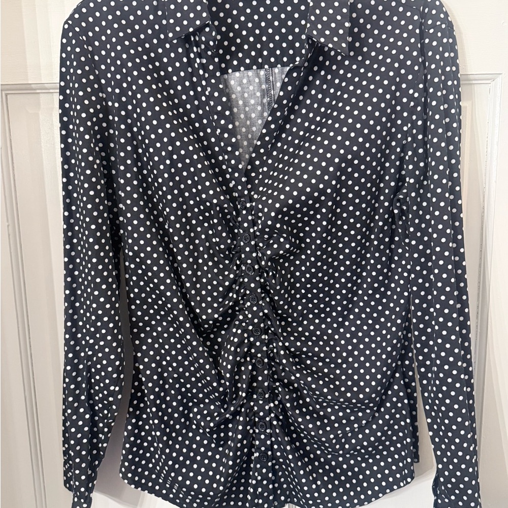 New York & Company Polka Dot Long Sleeve Blouse